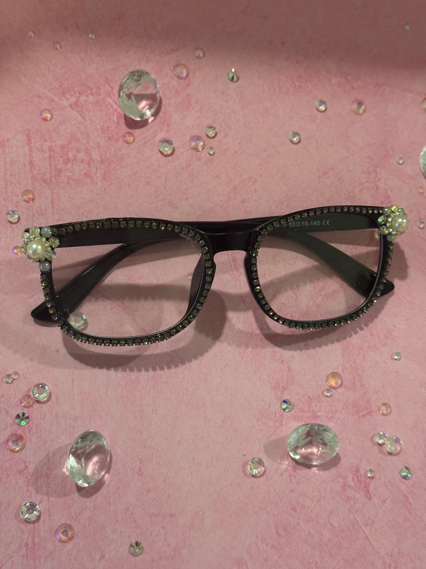 Boujee Bling Blue Light Glasses- Black