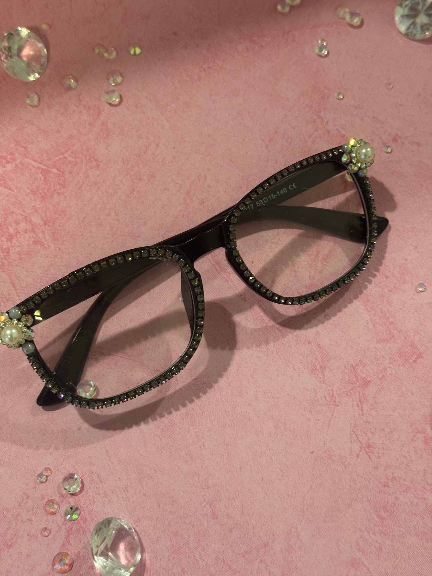 Boujee Bling Blue Light Glasses- Black