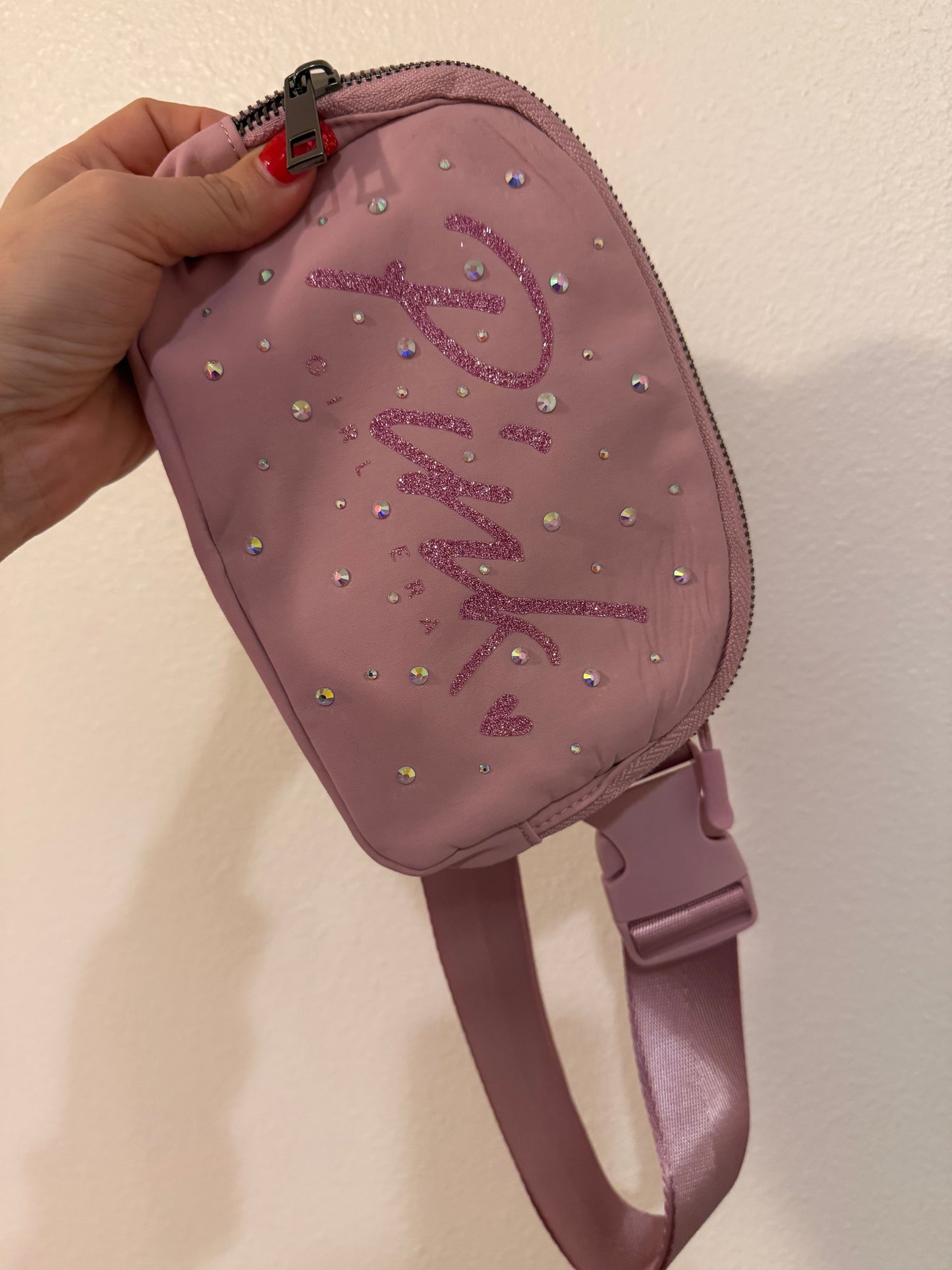 Pink Girl Era Rhinestone Fanny Bag- Pink