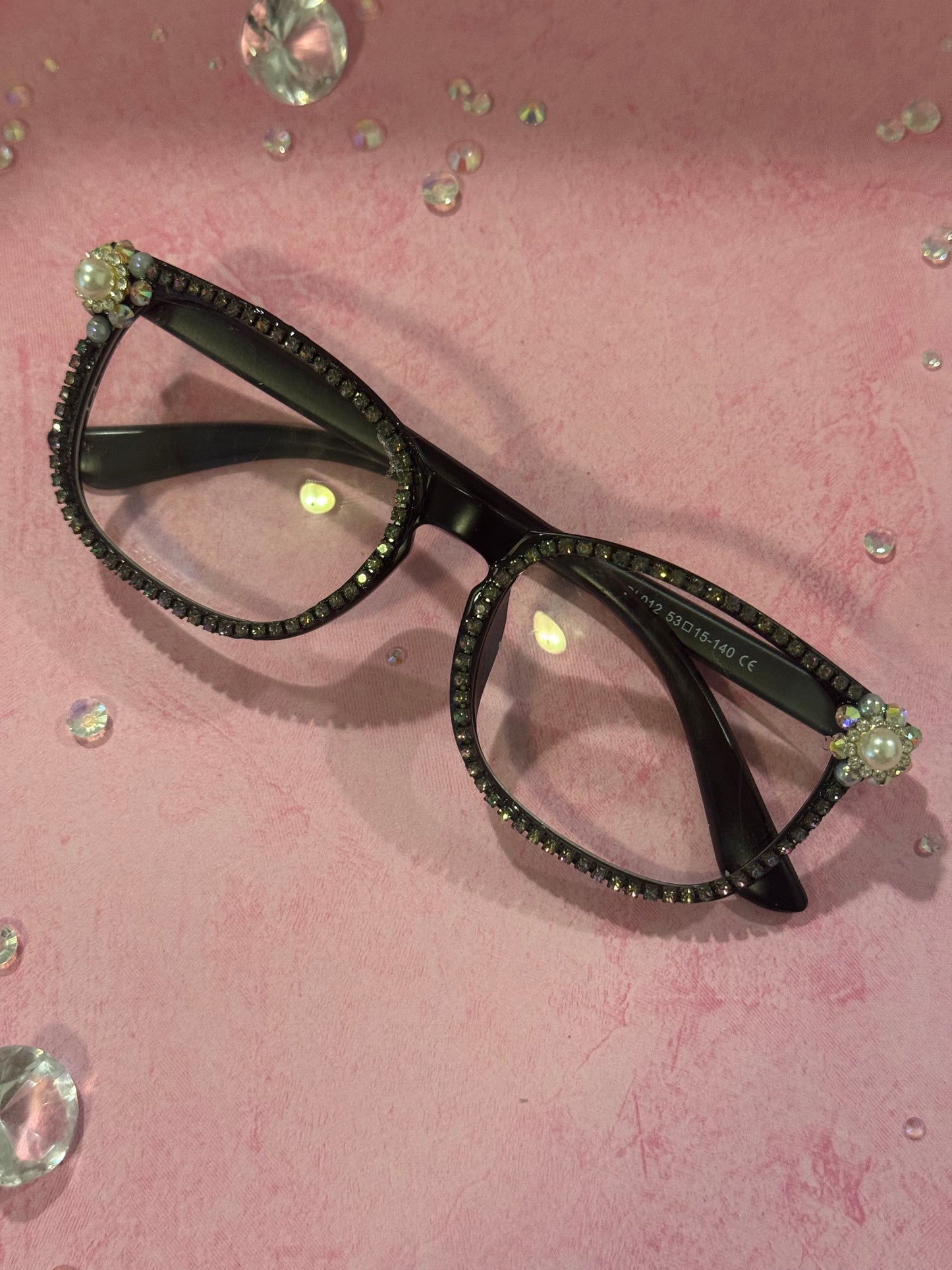 Boujee Bling Blue Light Glasses- Black