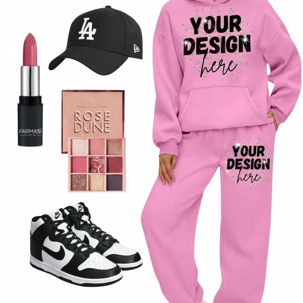 Custom BLING Pink Girl Set