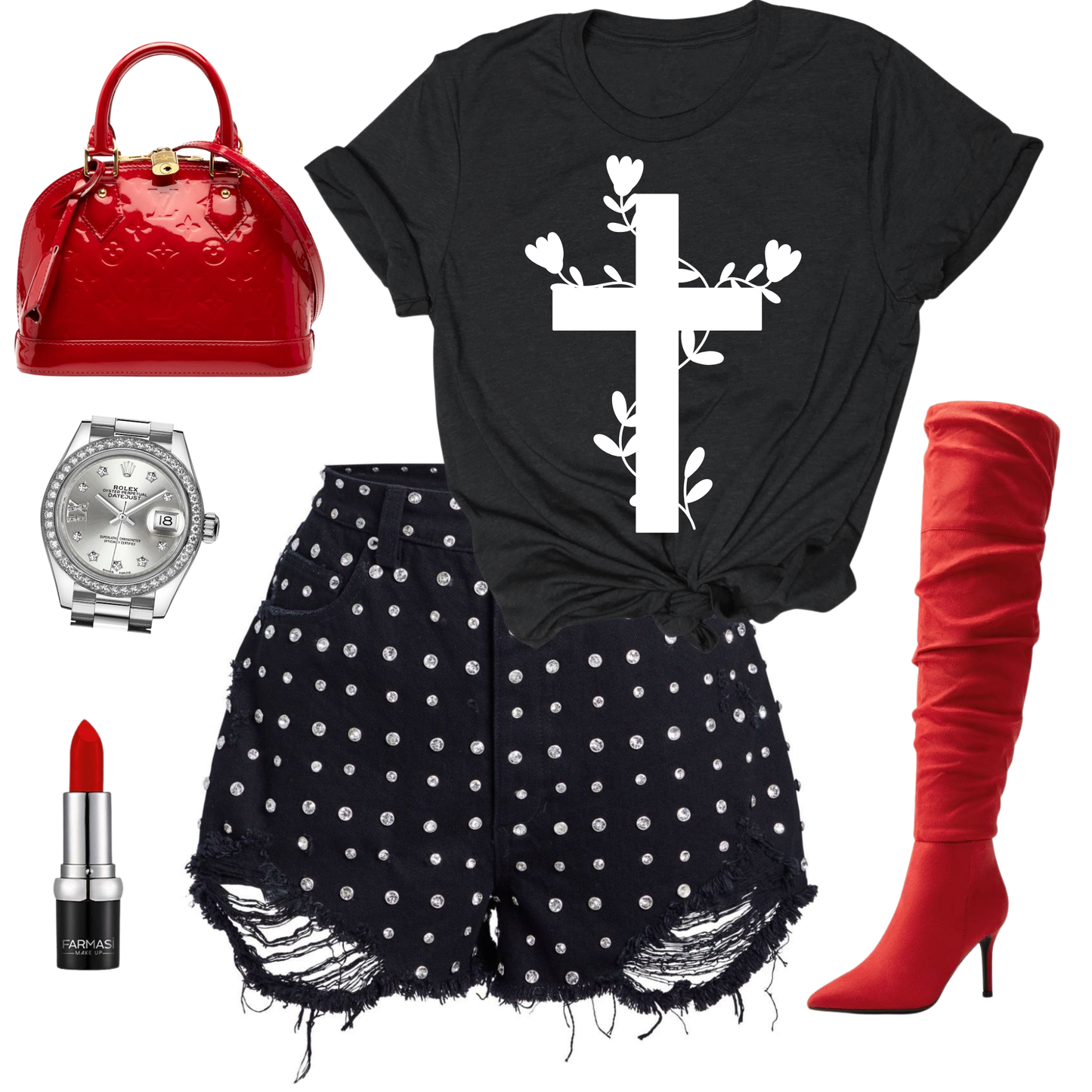Cross floral tee
