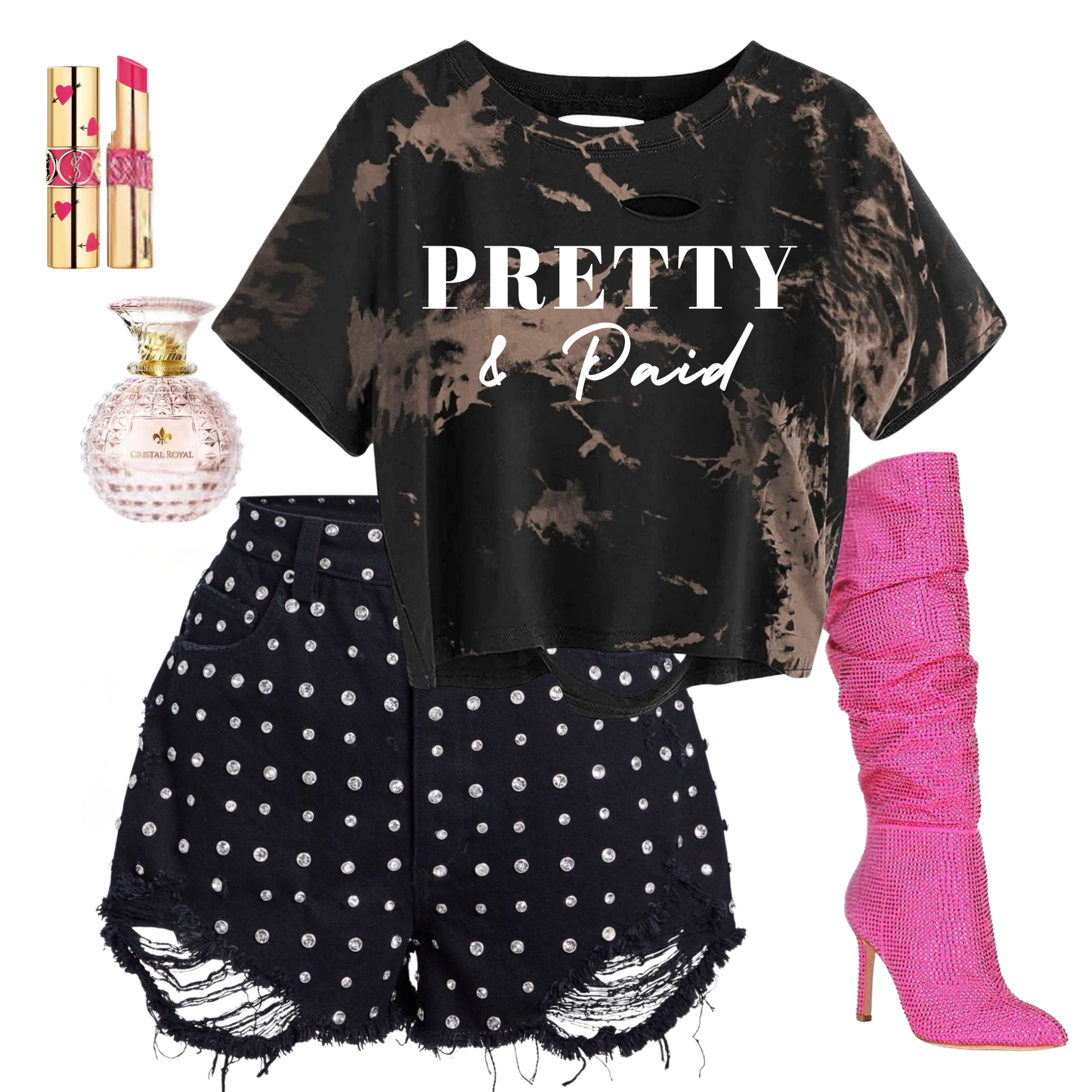 Pretty & Paid BleachWash Ripped Crop